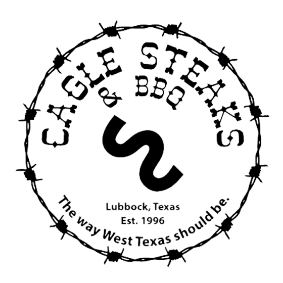 Logo of Eagle Steaks & BBQ featuring a snake and barbed wire circle.